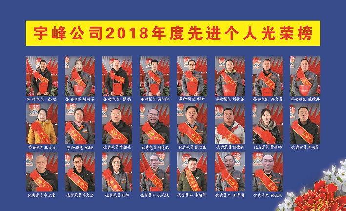 宇峰公司2018年度先进个人光荣榜