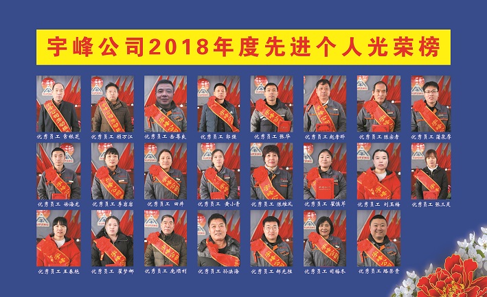 宇峰公司2018年度先进个人光荣榜