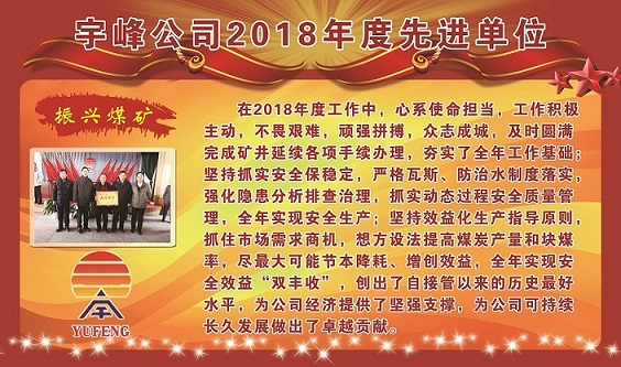 宇峰公司2018年度先进单位